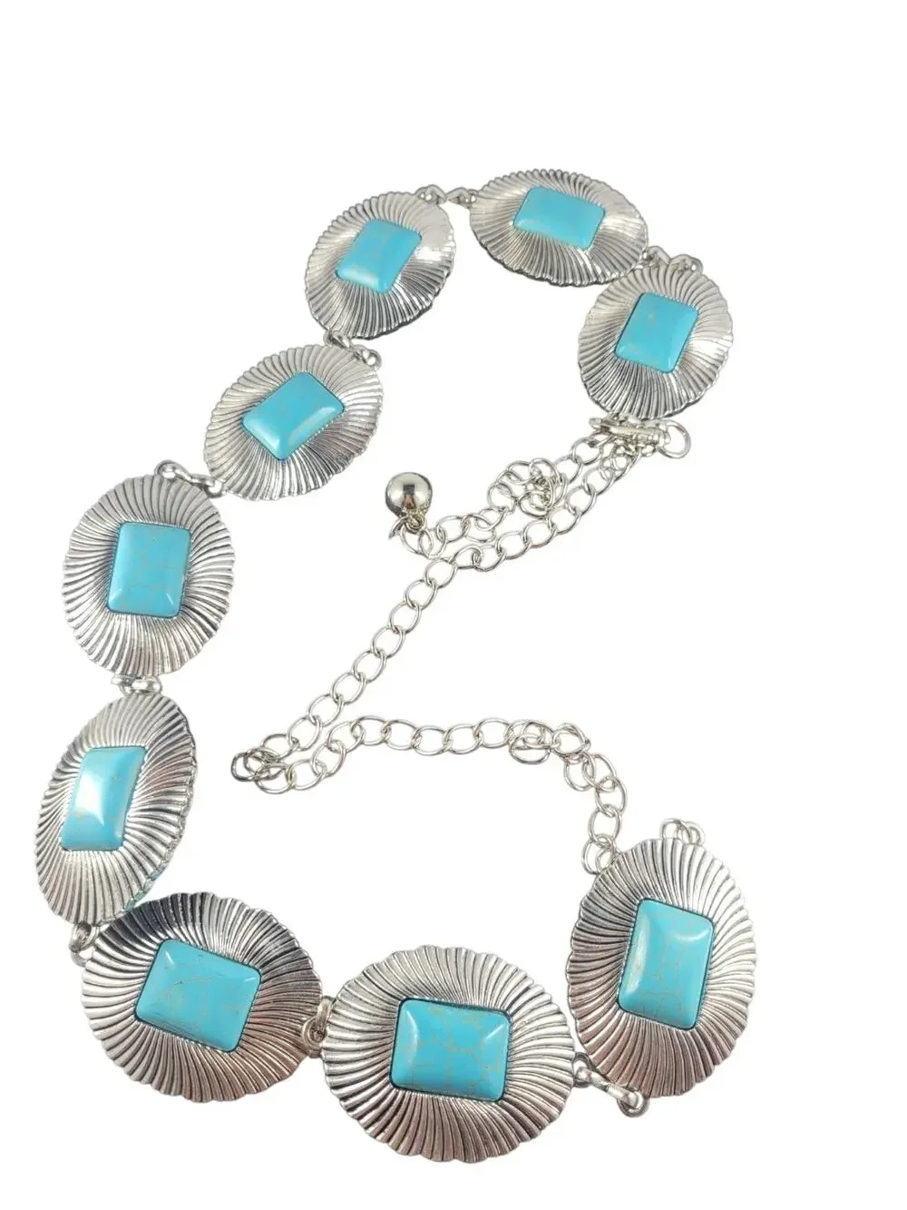 Western Turquoise Concho Chain Belt
